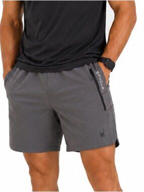 Spyder Gray Performance Shorts XL Zip Pockets Lightweight Stretch Training Gym